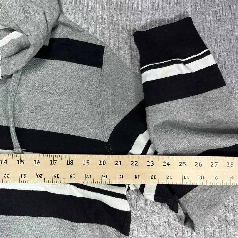 AMERICAN EAGLE thick‎ striped Y2K 90s mens hoodie size L black, and gray